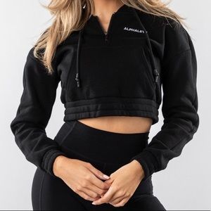 Alphalete Capital Crop Hoodie Black Size Small